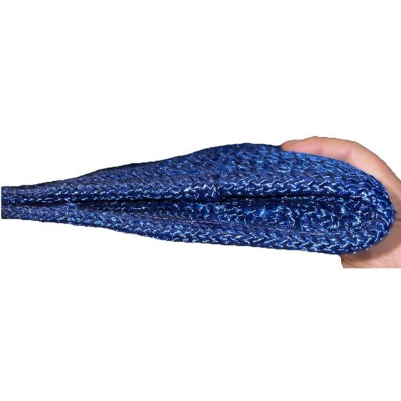 70s Navy Blue Woven Raffia Envelope Clutch Purse Handbag NEW 7.5x11.5 Flat - Picture 6 of 8